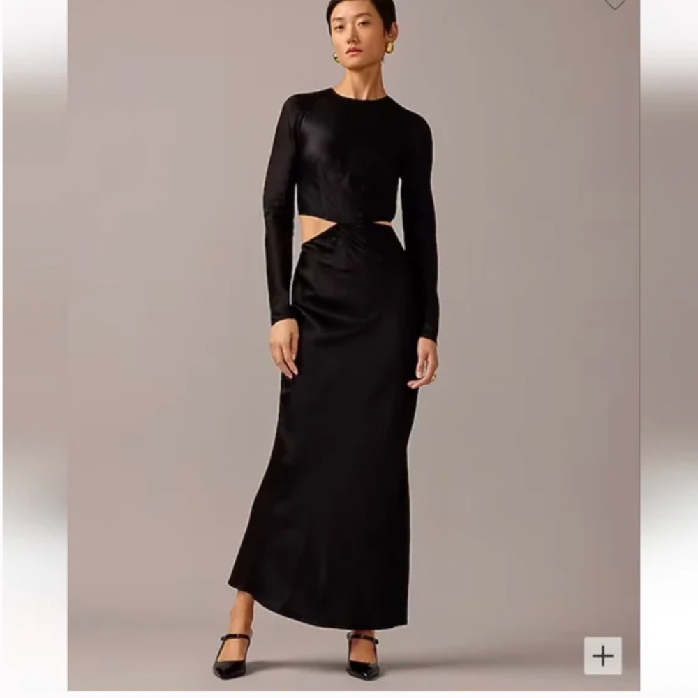 J. Crew x Anna October Black Long Sleeve Slip Maxi Dress